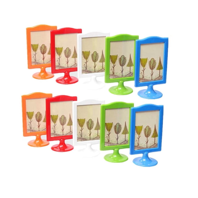 Leoyoubei 10 Pack 4x6 Double Sided Picture Frame Bulk,Self Standing Photo Frame, Vertical Stand Frame Sign Display Holder with Inserts and Base,Menu Holders,Price Tag,Culture Card (Assorted Colors)