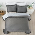 thumbnail image 2 of JML Velvet Quilt Set Queen Size 3 Pieces, Soft Velvet Diamond Pattern Bedspread Coverlet Quilted Bedding Set, with 2 Pillow Shams,Dark Gray, 2 of 7