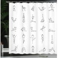 thumbnail image 4 of Ambesonne Black White Shower Curtain, Stickman Yoga Moves, 69"Wx75"L, Black White, 4 of 5