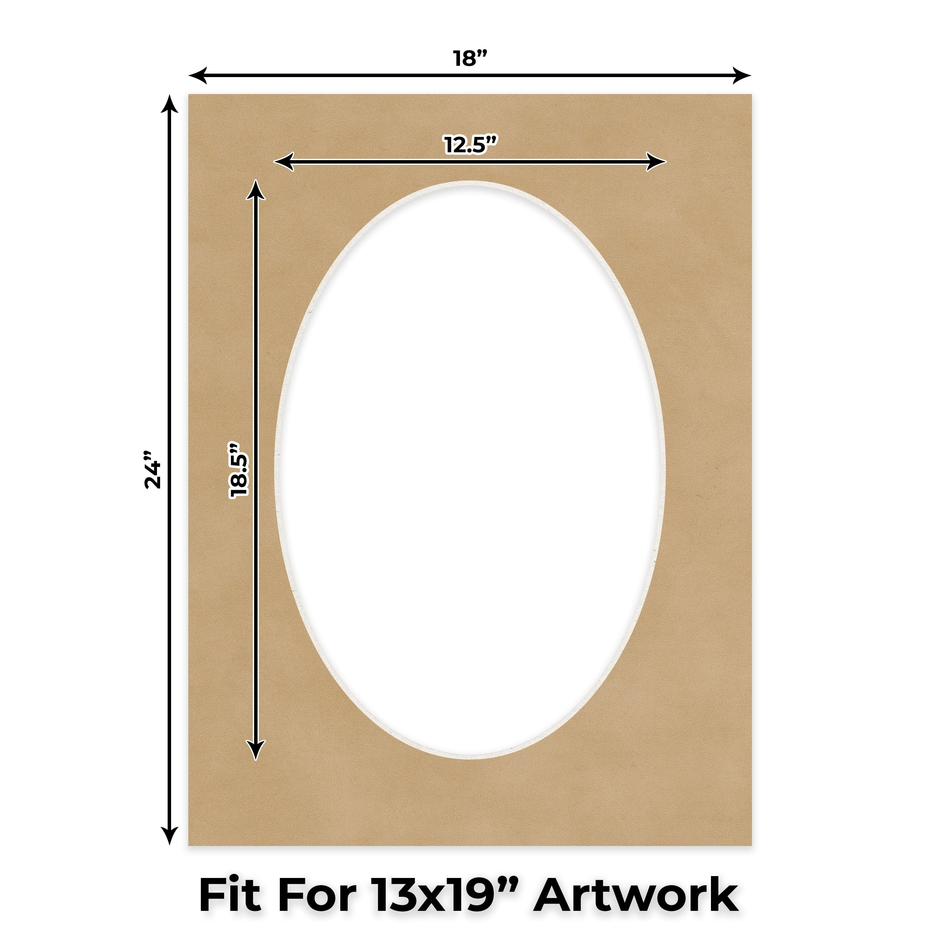 Beige Suede Picture Frame Mat for 18x24 Frames - Oval Opening for 13x19 Photos - 1 Mat
