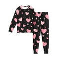 thumbnail image 5 of BLVB Girls Valentines Pajamas Set Pjs Long Sleeve Crewneck Heart Sleepwear Loungewear Sets for Kids 5-16 Years, 5 of 7