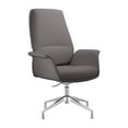 thumbnail image 3 of LeisureMod Summit Mid-Century Modern Office Chair in Faux Leather and Aluminum Frame with Adjustable Height and Swivel (Grey), 3 of 5
