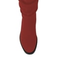 thumbnail image 5 of YDN Women's Chunky Low Heel Lace Up Knee High Boots Side Zipper Round Closed Toe Flat Long Booties Daily Walking Casual Shoes Size 6.5 Red, 5 of 5