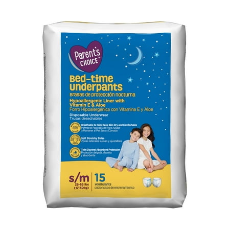 Parent's Choice Bed-Time Pull Up Underpants, S/M, 15 (Best Pull Up Diapers For Potty Training)