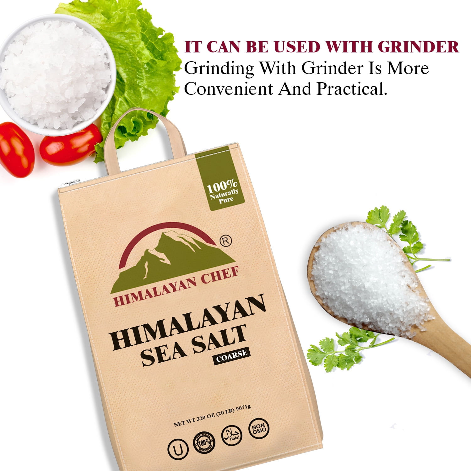 SALT 84 Sea Salt, Coarse Grain, 320 Ounces Resealable Bag, Pure & Natural Sun Dried Sea Salt, Grinder Refill Sea Salt For Daily Cooking