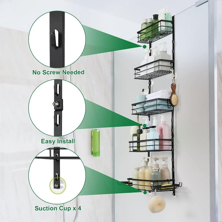 Over-the-Door Shower Caddy with 6 Hooks