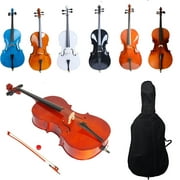 Ktaxon Beginner Cello 4/4 Size BassWood + Bag + Bow + Rosin + Bridge Black for Age 12 yrs or older