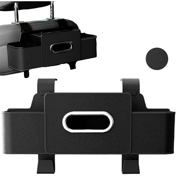 2026 New Multifunctional Car Back Seat Storage, Firmstaunch Multifunction Car Seat Back Storage Box, Car Backseat Organizer, Universal Accessories with 2 Cup Holders, Tissue Box, Hooks (Black)