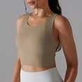 thumbnail image 2 of Women's Racerback Basic Athletic Tank Top Summer Slim Fit Crew Neck Sleeveless Crop Camis Breathable Yoga Gym Activewear Khaki, 2 of 5