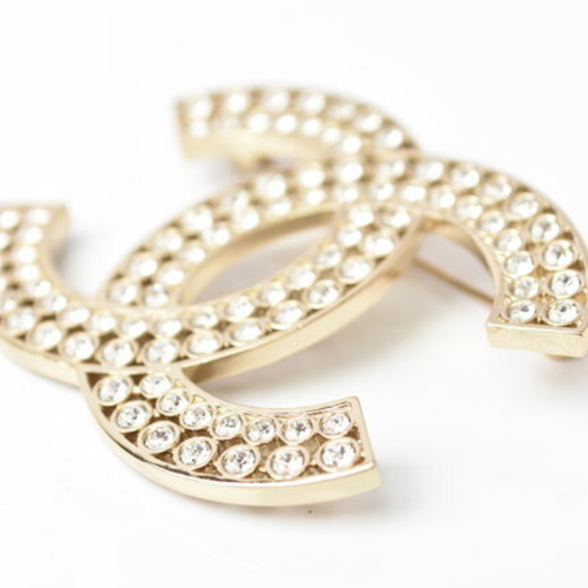 Pre-Owned CHANEL Brooch Pin Coco Mark Rhinestone Gold - Walmart.com