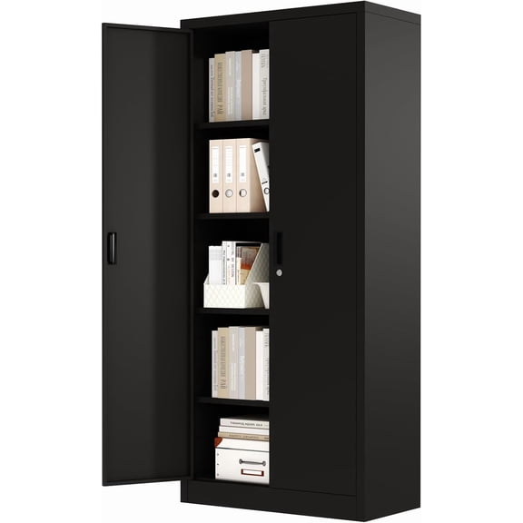 70.9" Metal Storage Cabinet, Lockable File Cabinet with 2 Doors and 4 Adjustable Shelves, Filing Cabinet with Storage for Home, Pantry, Garage