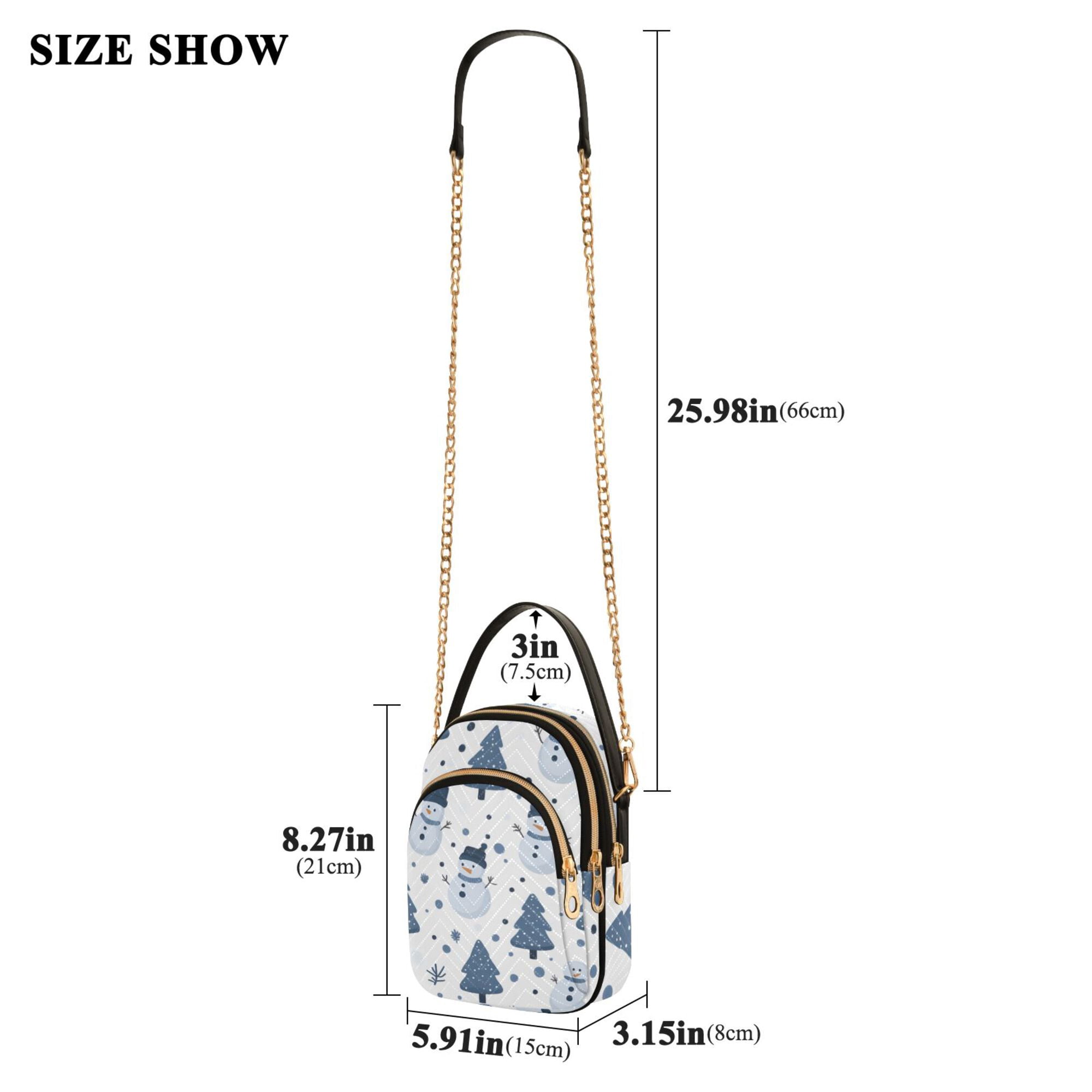 FORMRS Crossbody Bag for Women Quilted Travel Shoulder Cell Phone Purse with Chain Strap Handbag, Blue Cute Snowmen