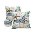 thumbnail image 2 of Whale Fish Sea Coral Starfish Shell Outdoor Pillow Covers Waterproof Throw Pillow Cover 18x18 Set of 2,Square Decorative Pillowcases Cushion Case for Patio Sofa Couch,Marine Life on Rustic Wood Grain, 2 of 7