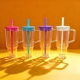 thumbnail image 2 of 40oz Insulated Clear Tumbler with Handle and Lid & Straw, Reusable Travel Mug for Cold and Hot Drinks, Double-Wall Plastic Water Bottle | Crystal-Clear | Car Cup Holder Fit | Leakproof | BPA-Free, 2 of 7