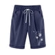thumbnail image 1 of Puntoco Pantalones cortos casuales para mujer Pantalones cortos con cordón y estampado de béisbol con cintura elástica para mujer, 1 of 2