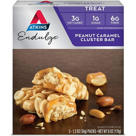 Atkins Endulge Bar Peanut Caramel Cluster -- 1.2oz 5 Bars