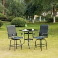 thumbnail image 2 of Demifill Set of 2 Outdoor Swivel Bar Stools with Armrests, Bar Height Patio Chairs with Steel Frame for Yard, Patio, Black, 2 of 11