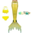 thumbnail image 1 of 4PCS Mermaid Tails for Swimming for Girls Kids Mermaid Swimsuit Costume Princess Bikini Set Bathing Suits_Special Gift, 1 of 5