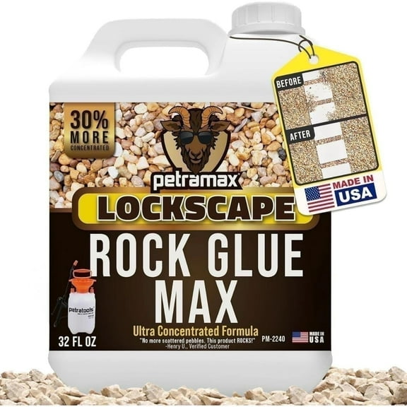 Petramax Lockdown Rock Glue for Landscape, Wide Coverage Mulch Glue, 32 oz
