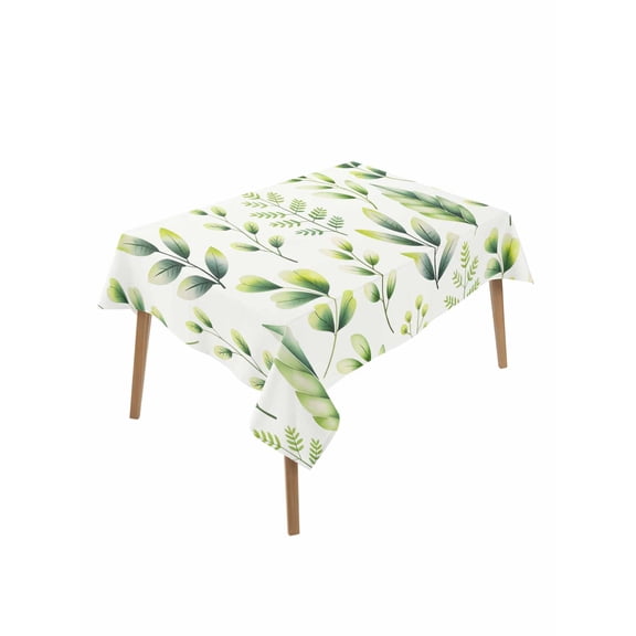Sage Green Leaves Table Cloth, Waterproof Tablecloth for Rectangle Tables, Summer Botanical Farmhouse Leaf Watercolor Reusable Washable Fabric Table Cover for Restaurant Kitchen Dining 60"x102"