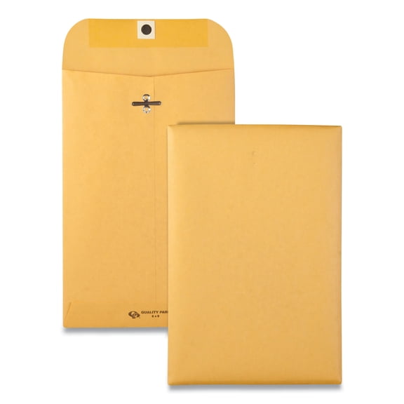 Quality Park-Clasp Envelope, 28 lb Bond Weight Kraft, #55, Square Flap, Clasp/Gummed Closure, 6 x 9, Brown Kraft, 500/Carton