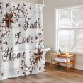 thumbnail image 4 of Retro Country Stars Shower Curtain, Faith Love Home Berries White Wood Striped Waterproof Shower Curtain Set with 12 Hooks Lightweight Bath Curtains Fabric Bathroom Decor 60x72 Inches, 4 of 9