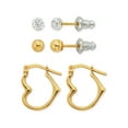 thumbnail image 2 of Brilliance Fine Jewelry 10K Gold Filled Crystal Ball Studs and Heart Hoop Children’s Set, 2 of 3