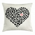 thumbnail image 1 of Kiss Throw Pillow Cushion Cover, Heart Shape Wild Leopard Skin Pattern and a Kiss Mark Valentine's Day Honeymoon, Decorative Square Accent Pillow Case, 20 X 20 Inches, Cream Black Coral, by Ambesonne, 1 of 2