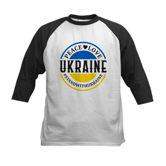 CafePress - Peace Love Ukraine Baseball Jersey - Kids Cotton Baseball Jersey, 3/4 Sleeve Shirt