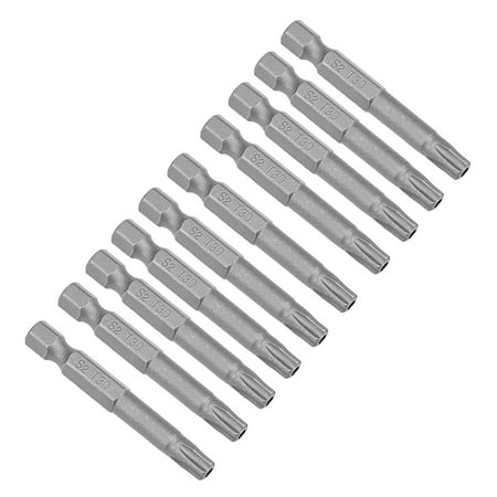 

10pcs 50mm 1/4 Hex Shank T30 Magnetic Star Security Head Screwdriver Bits S2