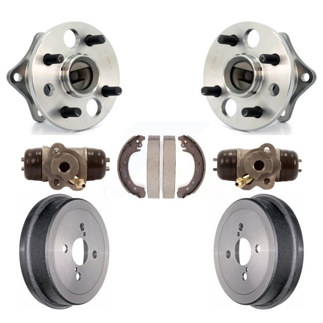 Transit Auto Rear Wheel Cylinders and Drum & Shoes Hardware Hub Bearing Assembly Kit (7Pc) for Car 2002 Toyota Corolla Non-ABS From 04 02 K7D-101015