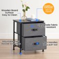 thumbnail image 4 of Drawer Dresser Nightstand, Wood Small Dresser End Table with 2 Fabric Bins Drawer, 4 of 6