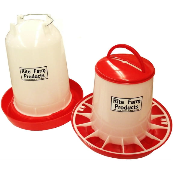 COMBO X-LARGE RITE FARM PRODUCTS 3.7 GAL & 20 LB WATERER &FEEDER CHICKEN POULTRY