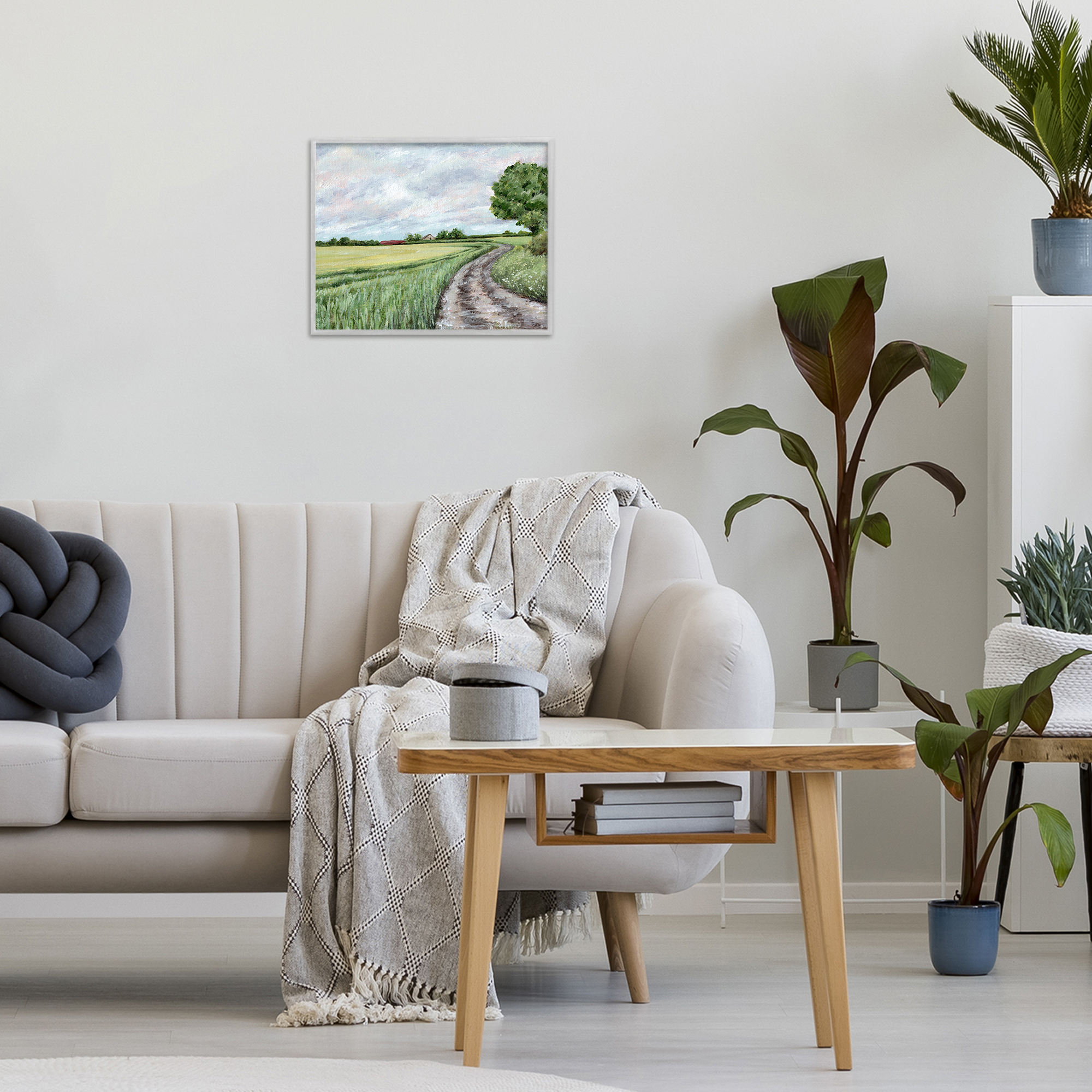 Winding Country Roads Gray Framed Giclee Art, design by Leah Noel Art