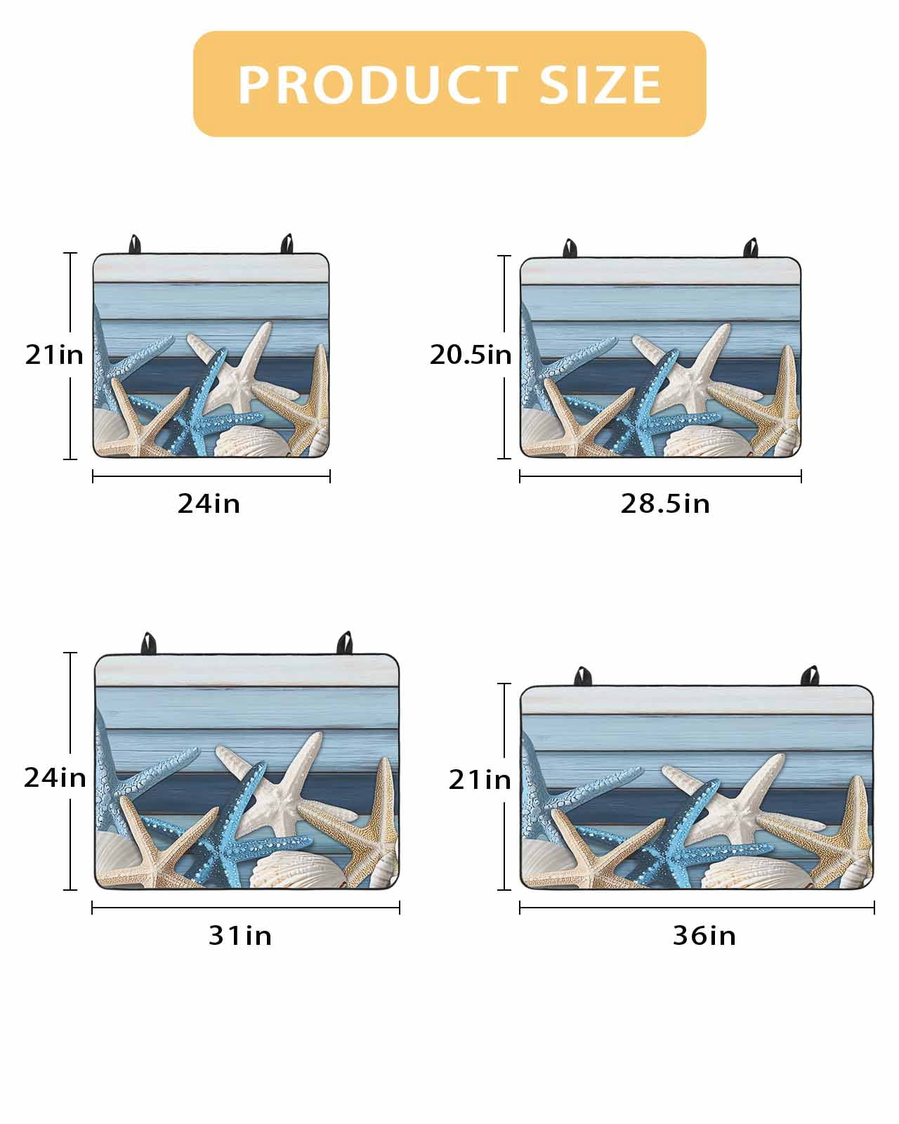 nqOlkjepod Large Induction Cooktop Protector Mat 24"x21", Coastal Starfish Stove Top Covers for Electric Stove, Blue Wooden Grain Seashells Country Stove Burner Cover Mats, Glass Top Stove Cover