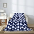 thumbnail image 3 of ZNDUO Blue Scales Pattern Pattern Thickening Blanket, Fluffy Soft Cozy Flannel Throw Blankets, 60"x50" Inches, 3 of 8