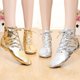 thumbnail image 4 of Ventas de zapatos de práctica de baile para mujer, botas de Jazz de cuero PU, suela suave para practicar hombres, zapatos de Ballet dorados y plateados, 4 of 5