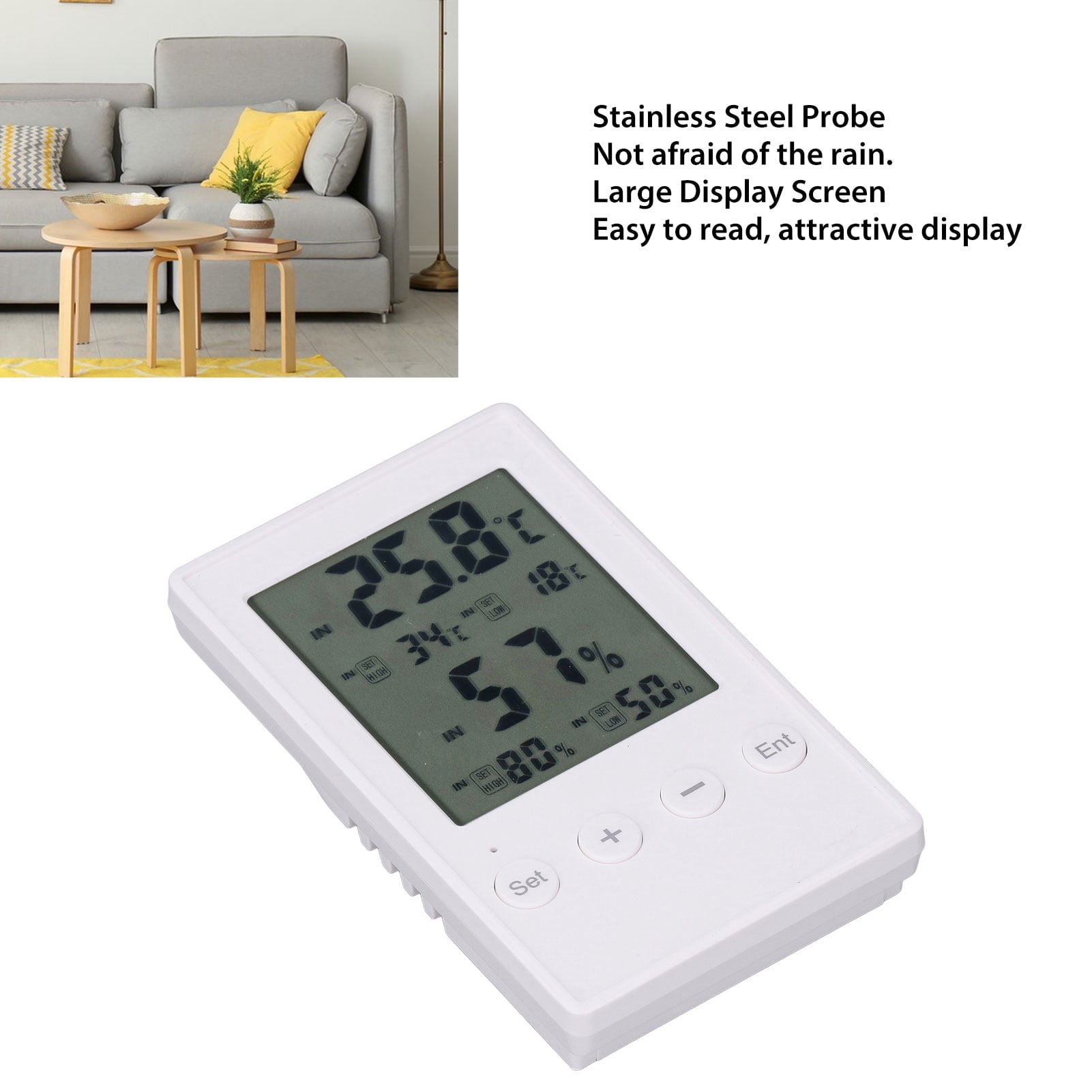 ABS Hygrometer Thermometer, Compact  Portable, Ideal for Home, Office, Warehouse  More