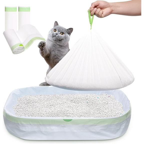 Litter Box Liners Large, Jumbo Drawstring Cat Litter Bags, Extra Thick Litter Pan Liners Heavy Duty, 36"x16",30 Count