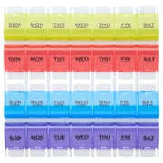 Equate 4-a-Day Weekly Large Pill Planner, Easy Open Pill Organizer