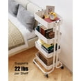 thumbnail image 3 of 3 Tier Metal Rolling Utility Cart, Heavy-Duty Storage Rolling Cart with 2 Lockable Wheels, Multifunctional Mesh Organization Utility Cart for Kitchen Dining Room Living Room, 3 of 15