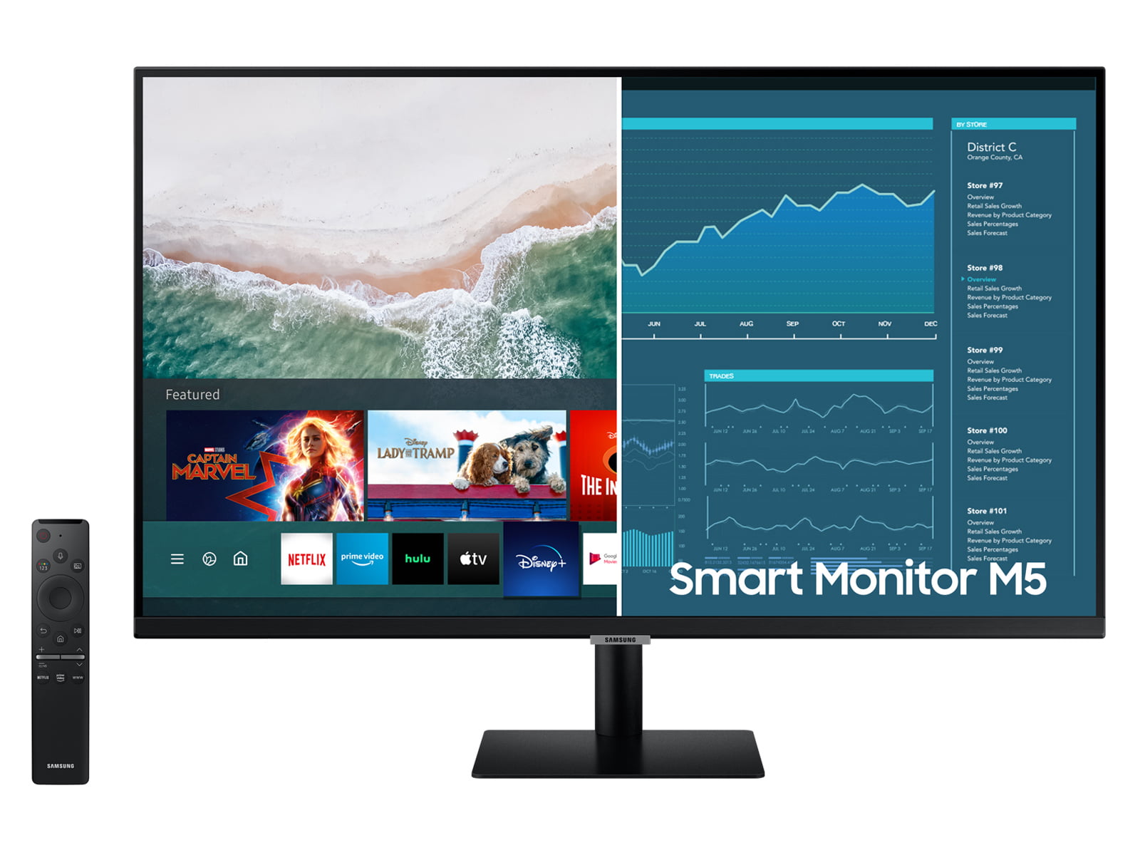 beginsel eenvoudig Zeg opzij SAMSUNG 27" M5 LED Smart Monitor and Streaming TV, FHD, Remote Access,  Microsoft 365 (1,920 x 1,080) - LS27AM500NNXZA - Walmart.com