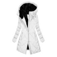 thumbnail image 6 of YOIAVAIOY Long Puffer Coat Women Hooded Winter Quilted Jackets Thicken Warm Down Jacket Windproof Waterproof Parka Outerwear White M, 6 of 8