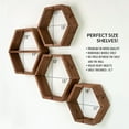 thumbnail image 5 of Extra Large Hexagon Shelves Set of 4 - Brown - Wall Storage - Hanging Wall Decor - Stylish Hexagon, Honeycomb Floating Shelves for Living Room Decor, Bedroom, and Kitchen Home Decor, 5 of 9