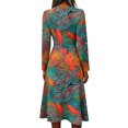 thumbnail image 4 of Long Sleeve Midi Dresses for Women Elastic Waist Wrap Crossover V Neck a Line Dress Elegant Holiday Party Dresses, 4 of 5