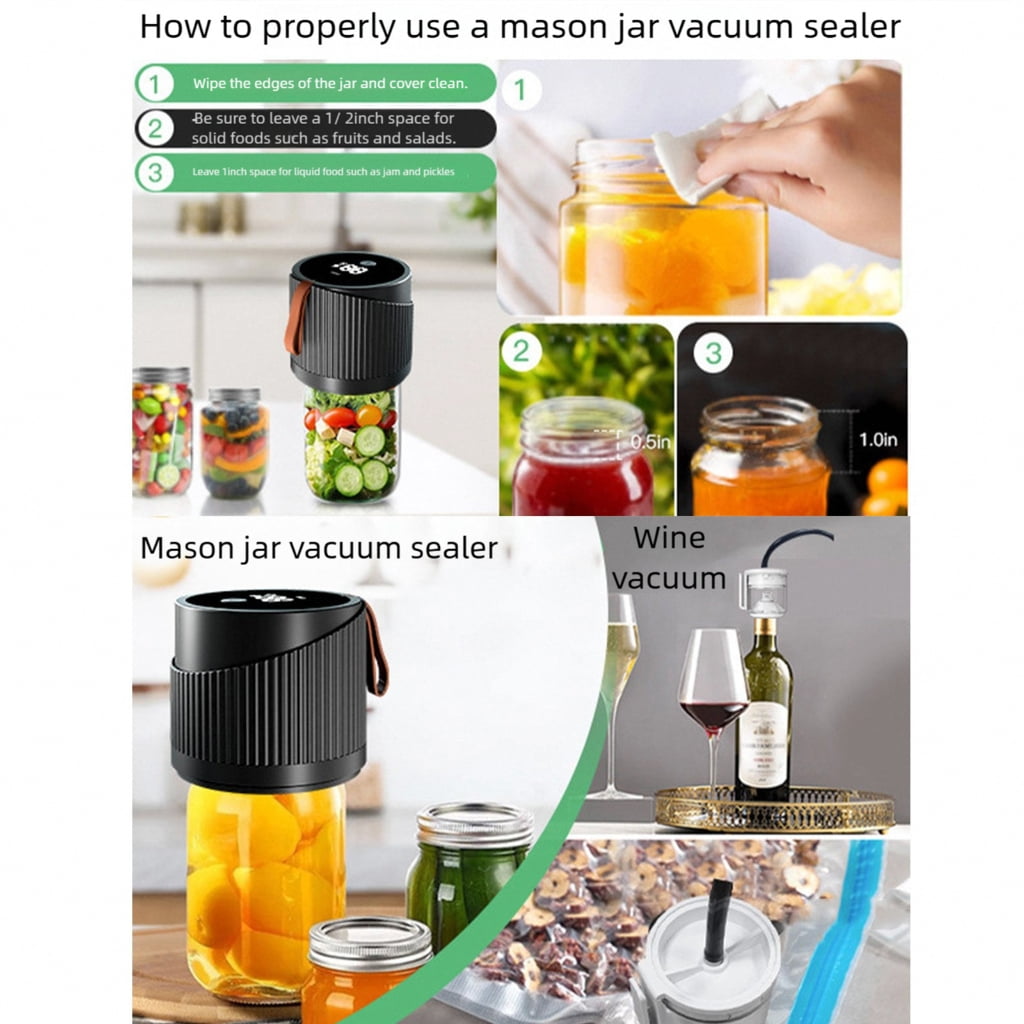 Miiottaa Electric Mason Jar Vacuum Sealer Kit Vacuum Bags Lunch Boxes Portable Vacuum
