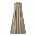 thumbnail image 5 of QUNYINEY Sleeveless Womens Plus Size Dresses A Line Summer Long Casual Sundress Loose Fit with Pockets Crew Neck Solid Dresses, 5 of 6