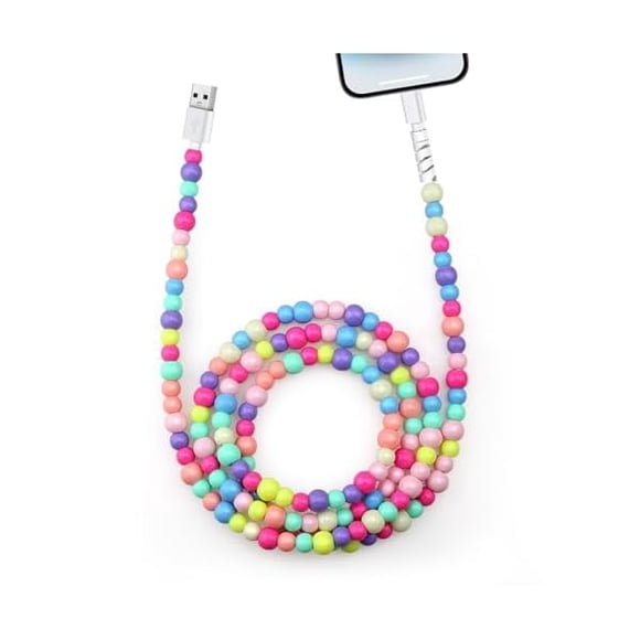 AoVoTo for iPhone Charging Cord 5FT [MFi Certified] 66W Fast Charger Cable Cute Beaded Phone Charger Cord USB A Charging Cable for iPhone 14 13 12 11 Pro Max 8 7 6 Plus iPad Pro/Air/Mini Multicolored
