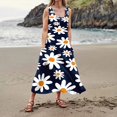 thumbnail image 4 of CHOK Robes d'Été Décontractées Femmes Coton Lin à Fleurs Robe Maxi Femme Sans Manches Débardeur Longue Fluide Robe Bohème Robes d'Été Fluides pour Adolescentes avec Poches Gris Foncé 3TG, 4 of 9