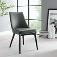 thumbnail image 2 of Side Dining Chair, Grey Gray, Vegan Leather, Kitchen Cafe Bistro Hospitality Restaurant, Modern Contemporary HB32916, 2 of 8
